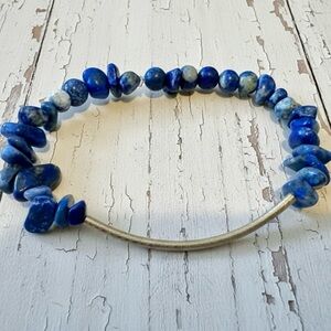 Chunky Lapis Lazuli & Gold Vermeil Stretchy Bracelet